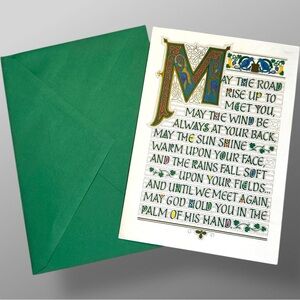 Vintage Ambassador Irish Blessing Card Celtic Illuminated 2001 Unused w/Env